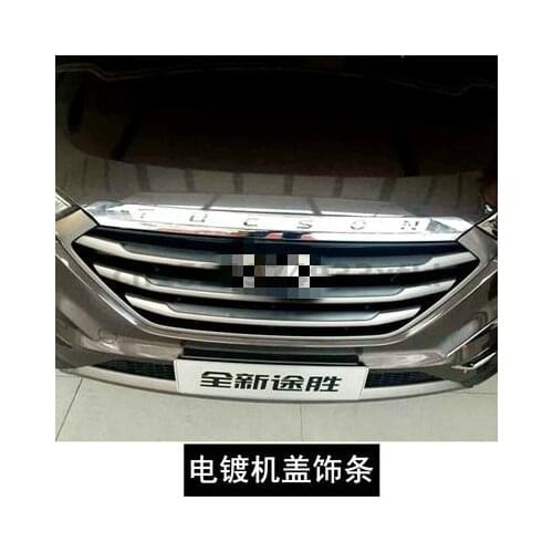 For Hyundai Tucson 2015-2021 Abs Chrome Motorkap Motorkap Grill Lip Molding Cover Trim Bar Garni car accessories Car styling