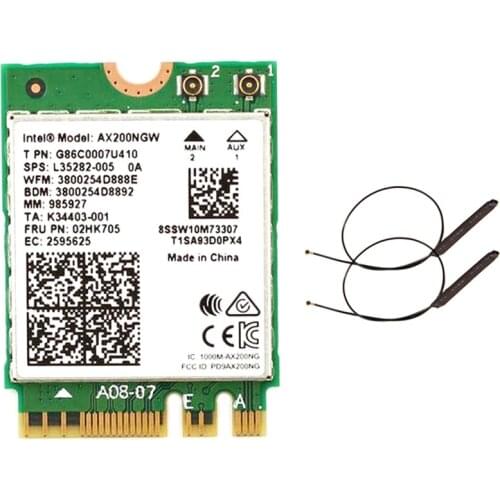 Dual Band 2.4Gbps Wi-Fi 6 AX200NGW 802.11Ax/Ac MU-MIMO 2X2 Wifi AX200 NGFF M.2 Bluetooth 5.0 Network Wlan Card+Antenna