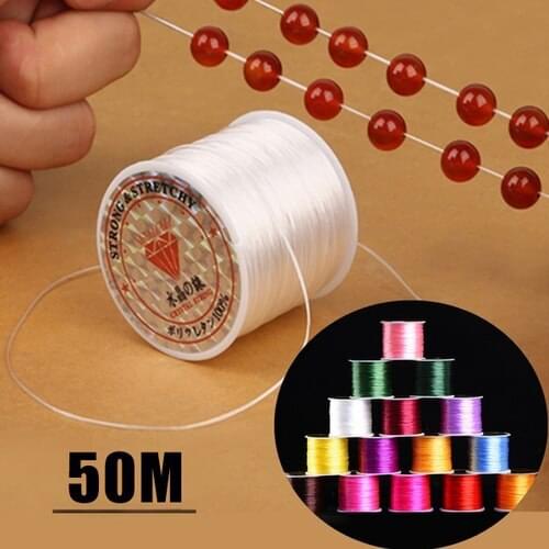 1 Roll 50M Stretchy Elastic Thread Cord String 0.8mm for Beading DIY Craft Jewelry home decoration