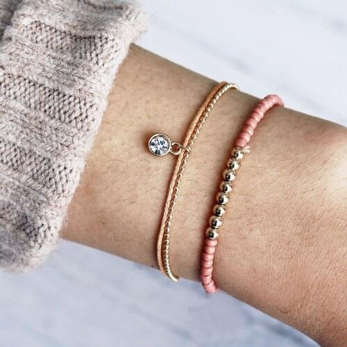 F1733 European and American Cross-Border Hand Jewelry New Style Rice Beads Inlaid Pendant Bracelet Set Three-Piece Set