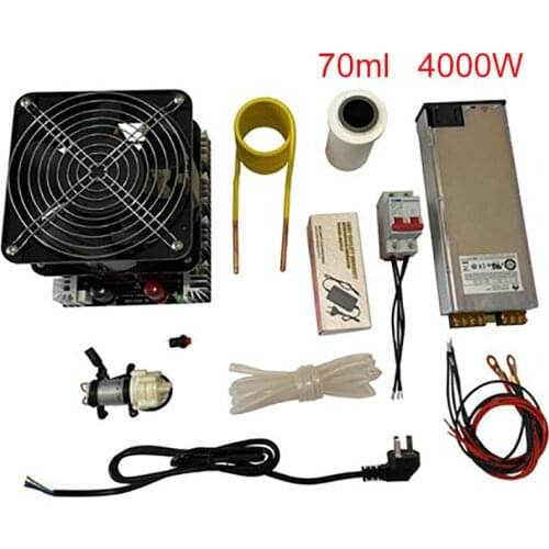 4000W ZVS Induction Heater High frequency Induction Heating PCB Board Melted Metal + Coil+Pump+70/150ml crucible+power supply
