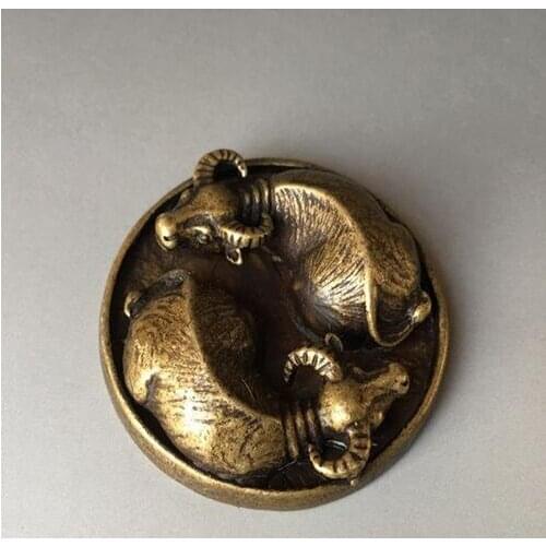 Collection Ancient Copper Ornaments Ox Turning The World Pure Copper Retro Crafts Solid Cattle Animal Statue