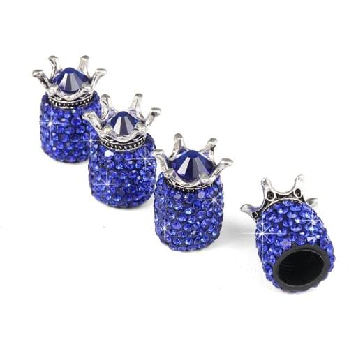 4pcs/pack Diamond Crown Valve Stem Caps Crystal Rhinestone Universal Car Tire Valve Caps Dust Cover Bling Auto Accessories