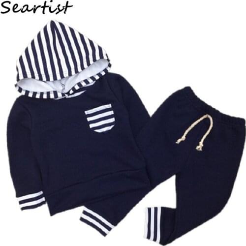 Seartist Baby Girls Stripe Hoodie Sweatpants Sets Boys Hoodies Pullovers and Joggers Set Kids Clothing Sets Sweatshirt 2021 48