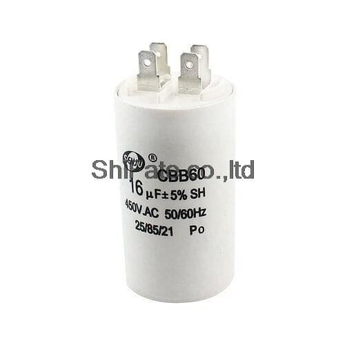 16uF 450VAC CBB60 Motor Running Capacitor White for Washing Machine