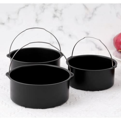 Round Stainless Steel Baking Basket Roasting Bakeware Pan 6/7/8 Inch Non-Stick Bread Cake Mold Kitchen Baking Tray for Air Fryer