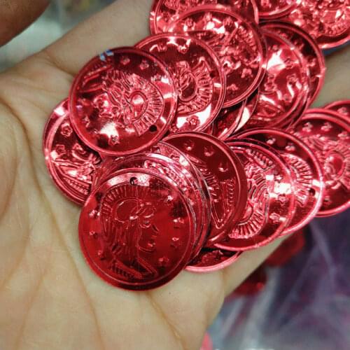 300pcs/lot 22mm Coin Sequin Pendant PVC Paillettes Sewing Crafts Accessory General Head Portraits Belly Dance Scarf Red Coins