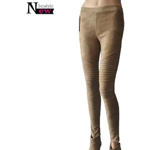 New Women Leggings Faux Suede Elastic Waist Trousers Cozy Warm Slim Fitness Legging For Women Stretch Casual Skinny Pencil Pants