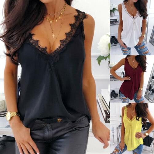 Summer Fashion Thin sling Ccamisole Ladies Casual Vest Top Sleeveless Lace Basic Tank Tops Plus Size