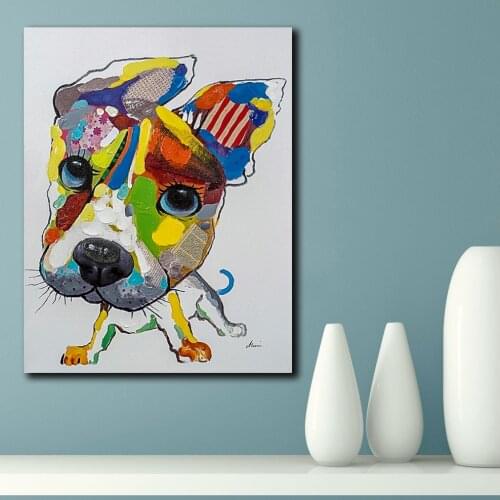 Fashion Large Size Printing Pop Animal Playful Pooch Wall Pictures for Living Room Office Bedroom Modern Canvas Oil Painting