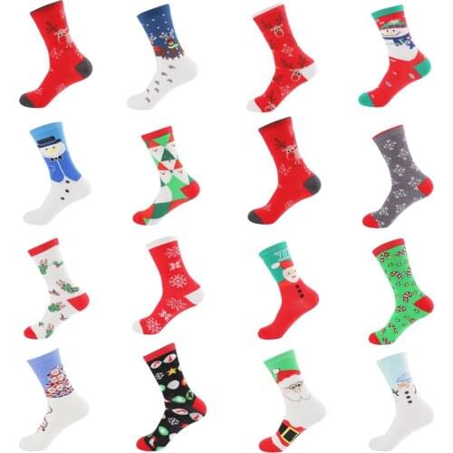 5 pairs of Christmas woman socks Cute Elk Snowman Santa Claus Candy Cane Snowflake Cartoon Pattern Fun Medium Tube Socks