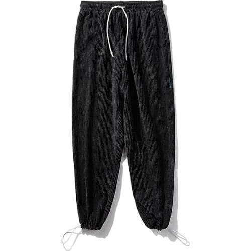 2021 fall new style loose little feet plus size male port style base view corduroy boy casual pants