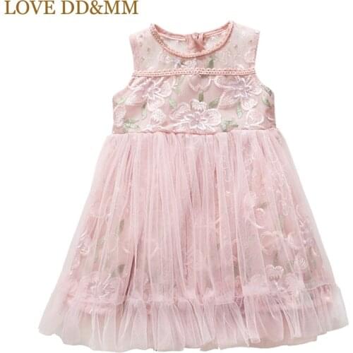 LOVE DD&MM Girls Dresses 2021 Summer New Kids Clothing Girls Fashion Sweet Embroidery Flower Mesh Lace Stitching Fluffy Dress