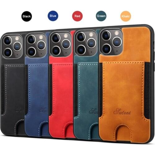 Luxury Business Card Holder Slots Leather Case For iPhone 12Pro MAX 11 Pro Max Men Women ID Bus Card Pocket Wallet Phone Cover