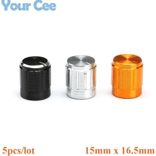 5pcs Potentiometer Knob Knurled Shaft Aluminum Knobs Cap Diameter 15x16.5mm Silver Black Gold Color Colorful Caps for Encoder