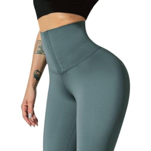 Sexy Slim Legging For Women High Waist Double Breasted Fitness Leggings Abdomen Shaping Melon Booty Hip Lifting Sportswear