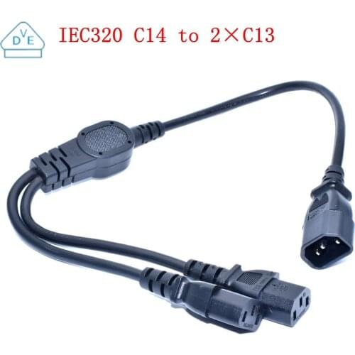 IEC C14 Male Plug To 2x IEC C13 Female Socket Y Split Power Extension Cable 0.6M/1M/2M