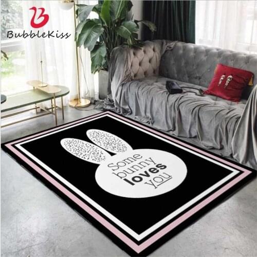 Bubble Kiss Modern Cartoon Cute Rabbit Pattern Rugs Home Kids Room Decor Anti-wrinkle Carpets Customized Bedside Floor Mats