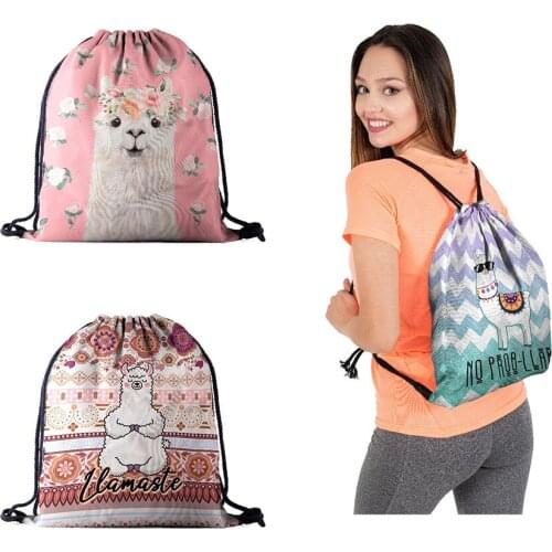 Zohra New Style Alpaca Cinch Top Bag Oxford Cloth 3D Digital Printed Hot Selling Womens Storage European And American-Style Bac