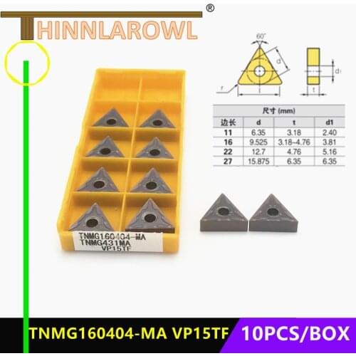 High quality TNMG160404 MA VP15TF External Turning Tools Carbide insert CNC Lathe cutter Tool TNMG 160404 turning insert