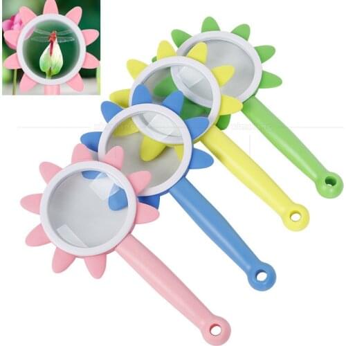 5X 10X Flower Cartoon Childrens Magnifying Glass Outdoor HD Magnifier Science Education Exploration Toy LoupeReading 75mm