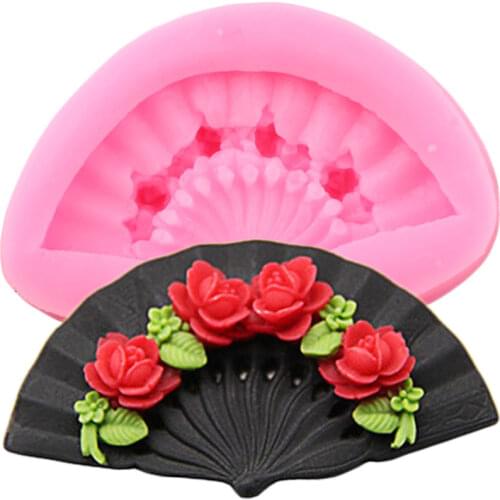 Fan Silicone Mold Cupcake Topper Fondant Cake Decorating Tools Chocolate Gumpaste Molds Candy Making Mould Resin Clay Moulds