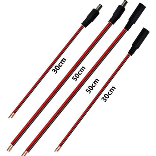 18 AWG 30cm 50cm High Quality DC Power Jack With Wire DIY Female& Male Socket DC Connector Plug 5.5*2.1mm Adapter DC 12V-24V