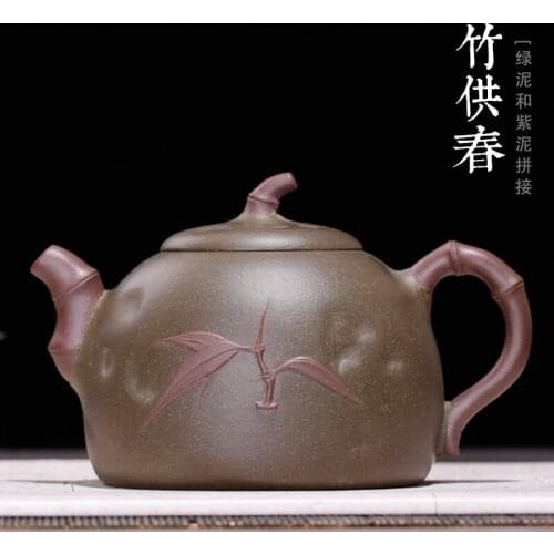 Yixing Purple Sand Teaware Ore Mine Green Mud Bamboo Festival for Spring Hulu Pot