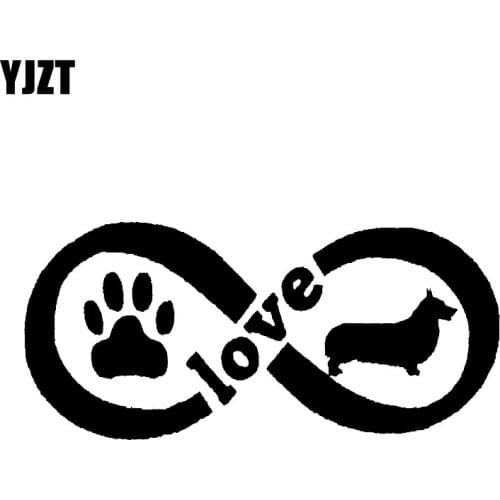 YJZT 17.8CM*8.2CM Likable Pembroke Welsh Corgi Pet Cartoon Hound Car Sticker Black/Silver C2-3174