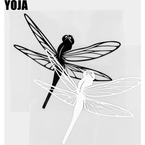 YOJA 16.9×15CM Vinyl Decal Flying Dragonfly Cartoon Animals Car Stickers Black/Silver 19C-0473