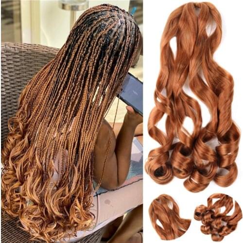 Full Star Pre Stretched Crochet Twist Braids Loose Wave Braiding Hair Wavy Synthetic Hair Blonde Brown French Curly Freetress