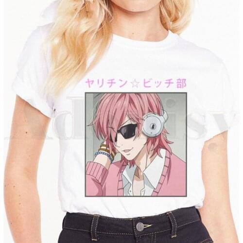 Yarichin b club Yaoi Harajuku Aesthetic White Short Sleeve Female Tops Tees Harajuku Vogue VintageT Shirts Womens T-shirt