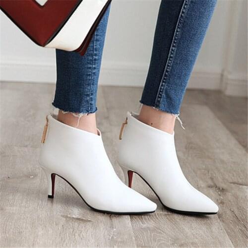 2019 winter new woman shoes comfortable high heels ladies stilettos women ankle boots sexy high heel boots big size 43