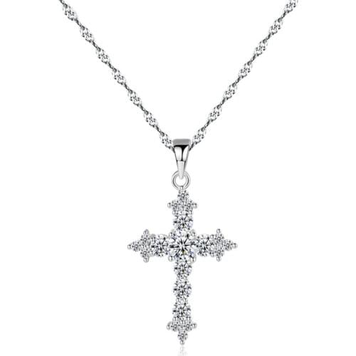 New Style 925 Sterling Silver Fashion Womens Cross Necklace Christian Jesus Religious Pendant Creative Jewelry