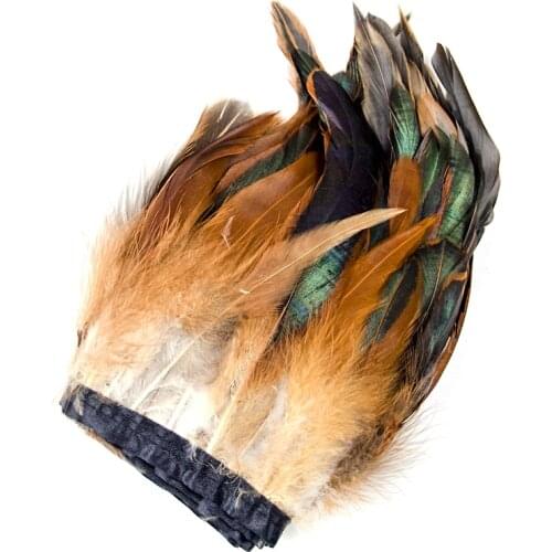 1 Meter Beautiful Black Rooster Feathers Trim Fringe 13-18cm Clothing Party Decorations Natural Chicken Plumes on Ribbon Crafts