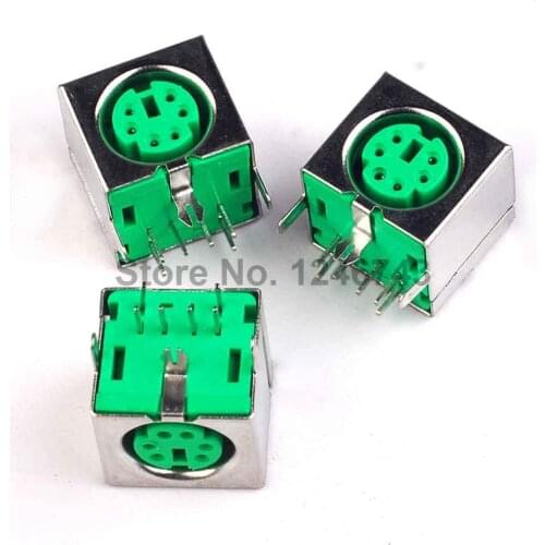 10PCS PS2 Socket Mouse Seat Keyboard Socket 6Pin Green