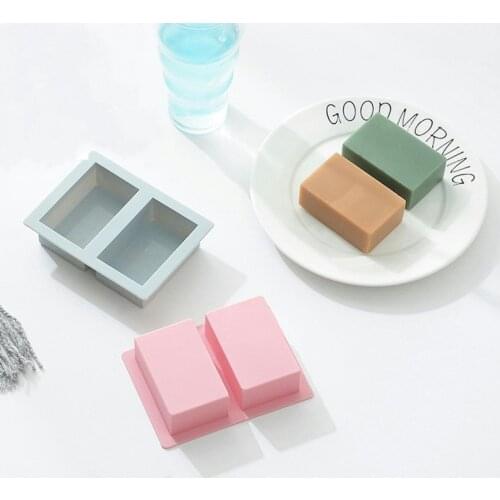 2 Cavity Plain Basic Rectangle Silicone Soap Mold Cake Molds Homemade DIY Craft Form Ice Cube Tray Cake Mould