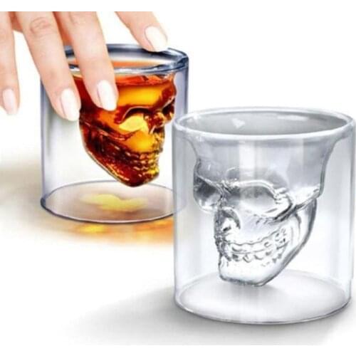 2021 New Skullhead Whiskey Tequila Shot Glass Funny Party Wine Beer Drinking Cup Bar Transparent Glass