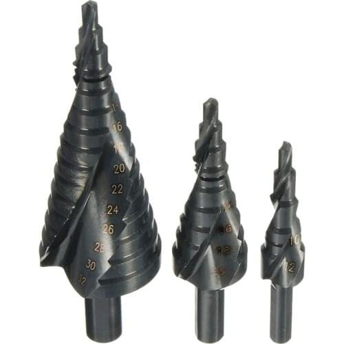 3X HSS Spiral Grooved Step Cone Drill Drills Bit 4-12 4-20 4-32mm Hole Cut Steel