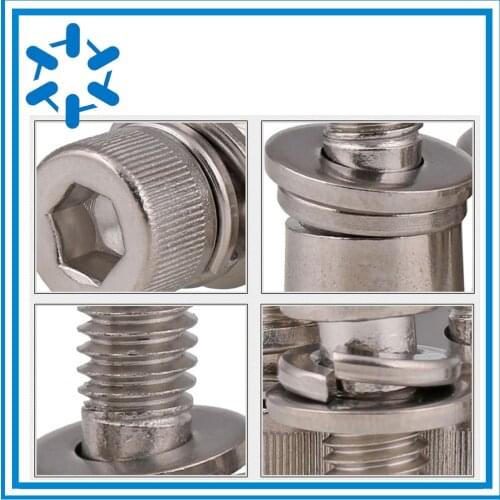 500pcs/lot Stainless steel hexagaon socket head sems cap bolt cap screw M2.5*6/8/10/12