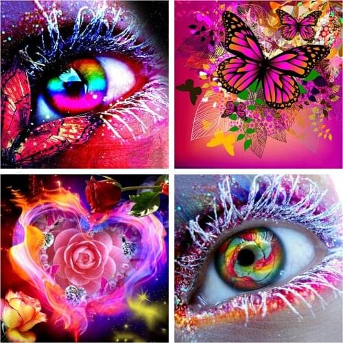 5D DIY Eyes and Animal Butterfly Diamond Painting Full Square Round Diamond Mosaic Embroidery Home Decor
