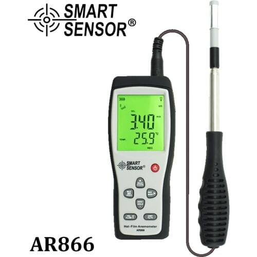 AR866 0-30M/S Hot Wire Thermo-Anemometer Air Flow Velocity Meter Thermal anemometer wind speed meter with USB