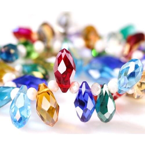 Austria Crystal Faceted Teardrop Beads For Jewelry Making Necklace Pendant Multicolor Briolette Glass Beads Wholesale Z001
