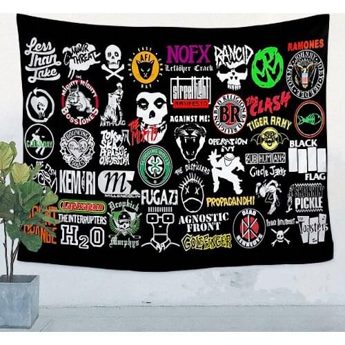 Retro Band LOGO Flag Banner Hip hop\Jazz\Reggae\Rock\Heavy metal Music Poster Tapestry Wall Sticker Bar KTV Studio Decor Cloth