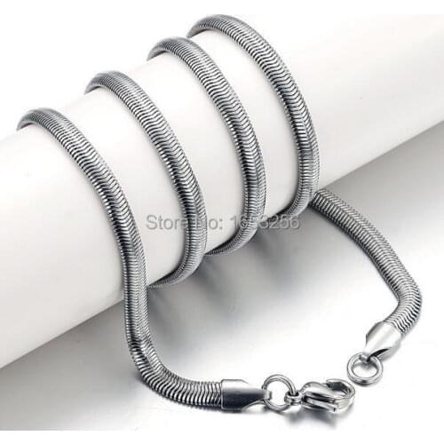 Lot 10pcs in bulk New Fashion Jewelry Stainless steel Flat Snake chain Link Necklace Unisex Men 6mm 21.6