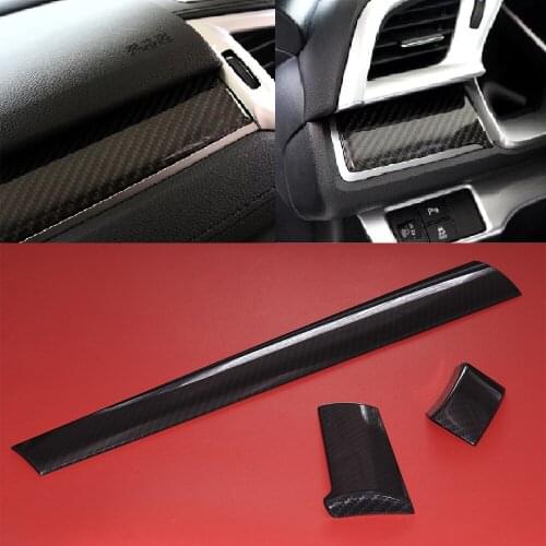 JEAZEA 3x Carbon Fiber Console Center Dashboard Cover Trim Car Interior Decorative Stickers Fit for Honda Civic 10Th 2016 2017