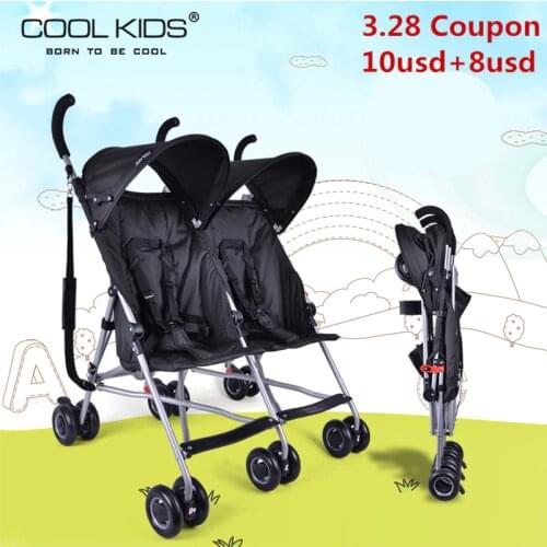 Baby Double Stroller for Twin babies Ultra-light Portable Car Umbrella Folding Children Twins Trolley