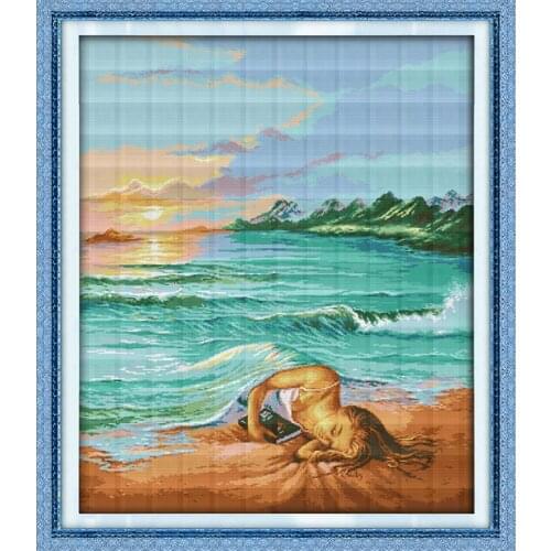 Joy Sunday Character Pattern DMC Fabric 14CT Printing Canvas Cross Stitch DMC 11CT Geometric Pattern Cross Stitch Thread Crafts