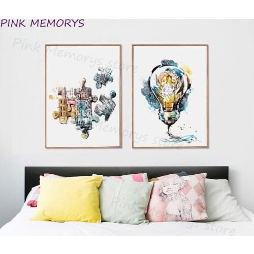Canvas Painting Wall Art Posters Retro Light Bulbs and Prints Wall Art Living Room Decoration Home Decoration Gifts