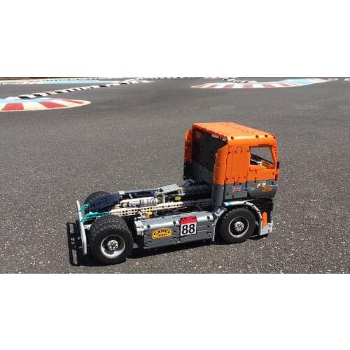 Technology Building Block Double Monster Motor Driven Bat Truck Head Assembly Electric Remote Control Assembly Toy